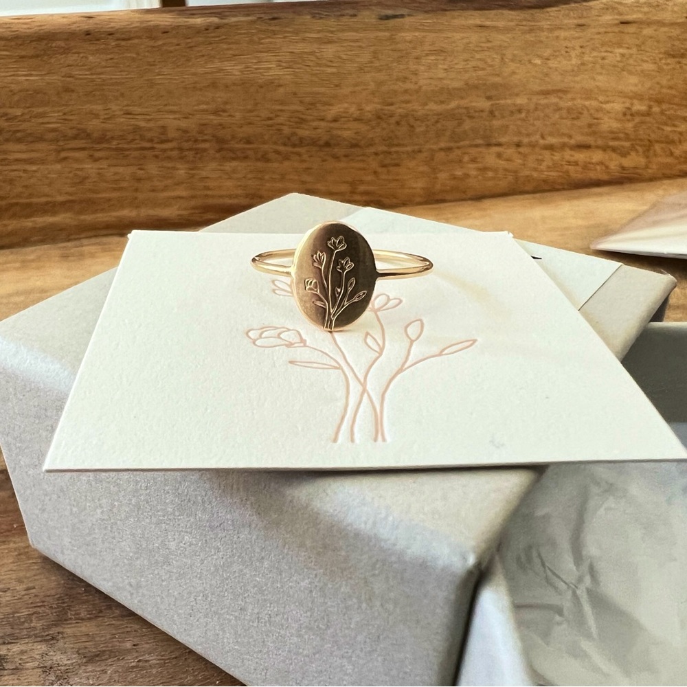 14k Gold Ring Wildflower Signet Gldn Size 7